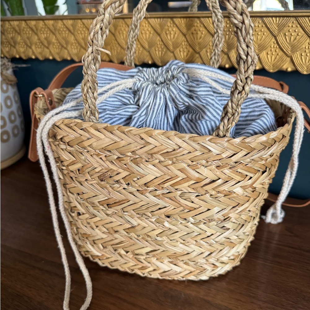 H&M Straw Bucket Bag with Liner
